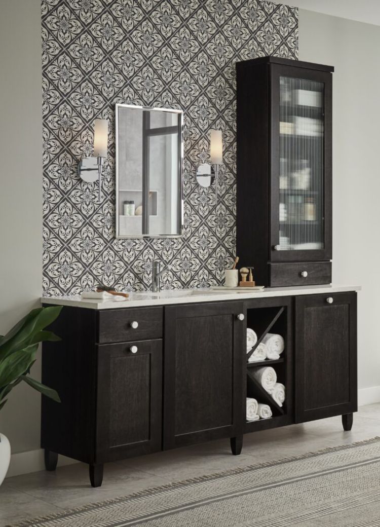 bathroom storage with cabinetry and drawers