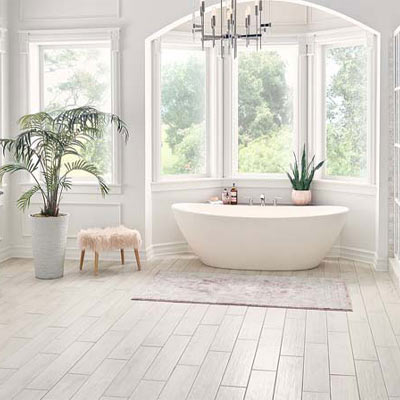 White tile elegant bathroom scene